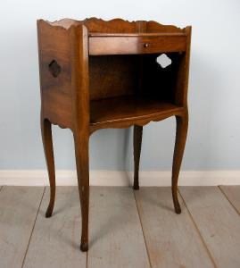 French Louis XV Style walnut open bedside cupboard on cabriole legs